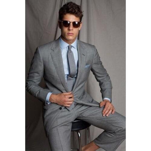 2019 latest coat pant designs costume homme Wedding Dress Man Suits white tuxedo jacket silver grey men suit (jacket+pants+tie)