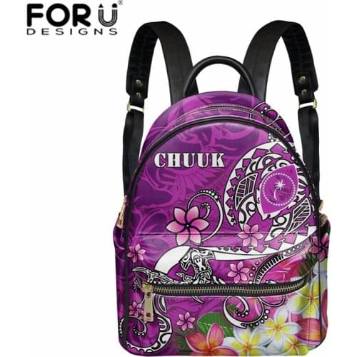 New Chuuk Leather Backpack Women Knapsack Polynesian Turtle Plumeria Multifunction Travel Backpacks Classic Mochilas for Girls
