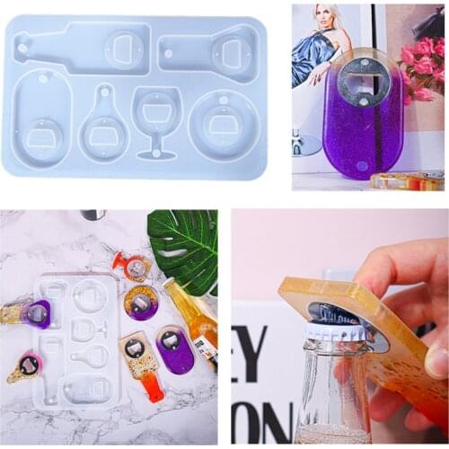 Bottle Opener Epoxy Resin Mold Wine Corkscrew Beer Opener Keychain Silicone Mould DIY Crafts Jewelry Casting Tool