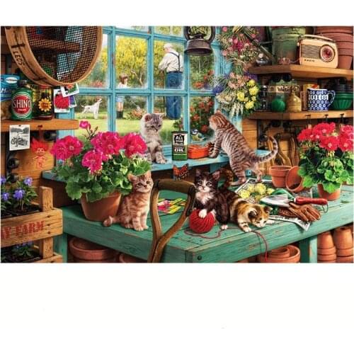 Cat on window jigsaw puzzles 1000 pieces educational wooden Cute anmial 1000pcs puzzle toys for adults children kids games