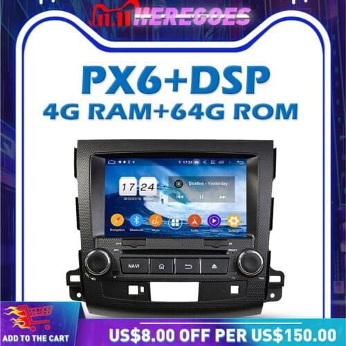 PX6 Car DVD Player DSP Android 10.0 4G + 61280*720 4G GPS map RDS Radio wifi Bluetooth 5.0 For MITSUBISHI Outlander 2006- 2012