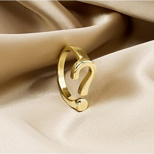 Hot Sell Tide Question Mark Rings Opening For Women Girls High Grade Hip Hop Wild Adjustable Finger Jewelry Party Gifts