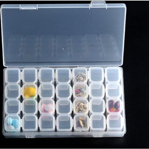 28 Slots Adjustable Plastic Storage Box Jewelry Pill Clear Case Diamond Painting Coss Stitch Embroidery Beaded Mosaic Tool