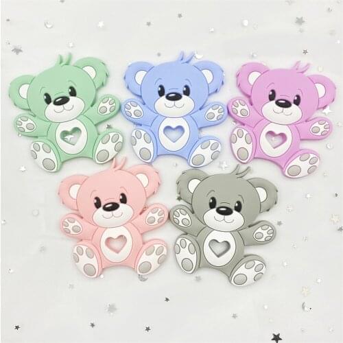 Bear Silicone Baby Teether rodent Teething Toys Chewable Animal beads Baby Products Nursing Gift DIY pendant necklace