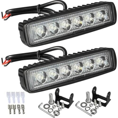 6LED 18W Spot Work Light Strips DRL Driving Spotlight Fog Bar DRL Headlights Bright Lamp Off-road SUV ATV Vehicle Truck Lights