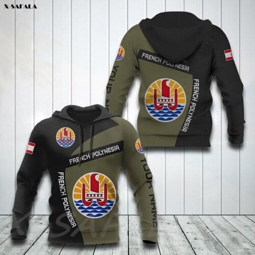 FRENCH POLYNESIA COAT OF ARMS Country Flag 3D Printed Man Female Zipper HOODIE Pullover Sweatshirt Hooded Jersey Tracksuits