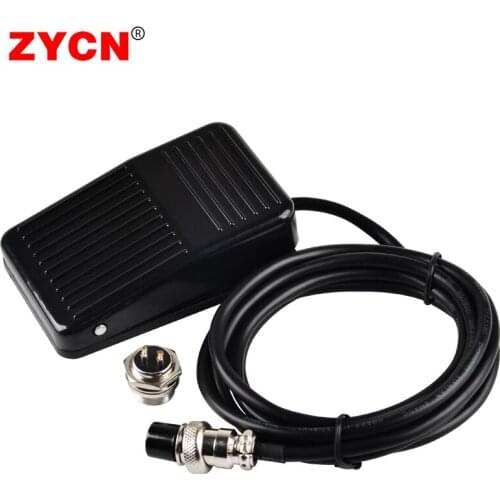 TFS-1 Foot Pedal Switch Nonslip Metal Momentary Electric Power Motor Controller Self-Reset Jog With Wire 20 CM/ 2 Meter 220V 10A