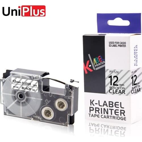 UniPlus XR 12X Black on Clear Compatible CASIO KINGJIM Label Tapes XR-12 12mm for KL-HD1 KL-P7A KL-P7B KL-P10 Label Printer XR