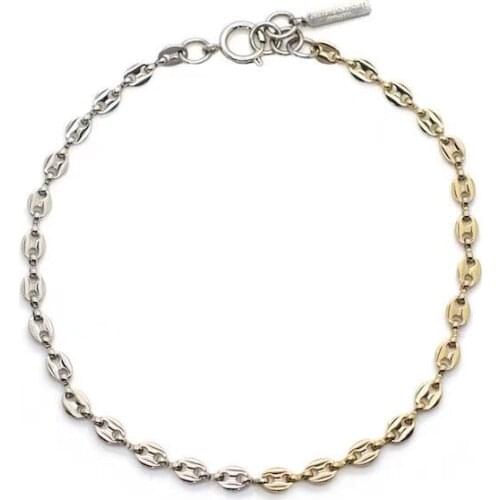 Timeless Wonder Glam Two Tone Pig Nose Linked Choker Necklace Women Jewelry Punk Gothic Top Ins Statement Designer Boho New 2526