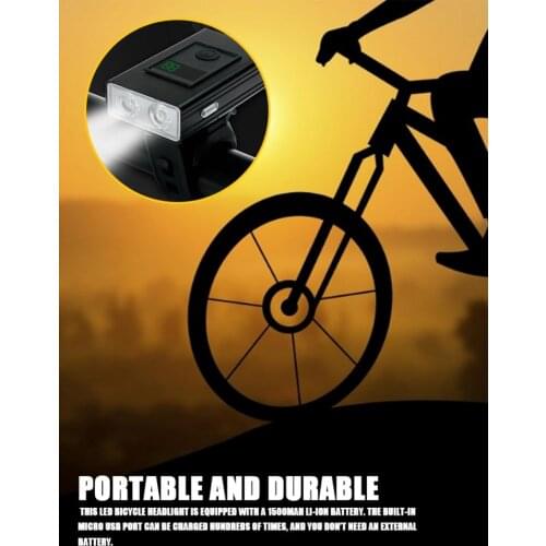 1500Mah Bike Headlight Rechargeable USB LED 6 Modes Bike Light Smart Headlight 500 lumen for Bicycles Cycling Lamp Flashlight