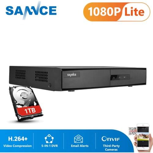 SANNCE 1080N 4 Channel 5-in-1 DVR Security CCTV DVR 4CH Hybrid DVR Support AHD TVI CVI CVBS IP Camera Onvif Protocol