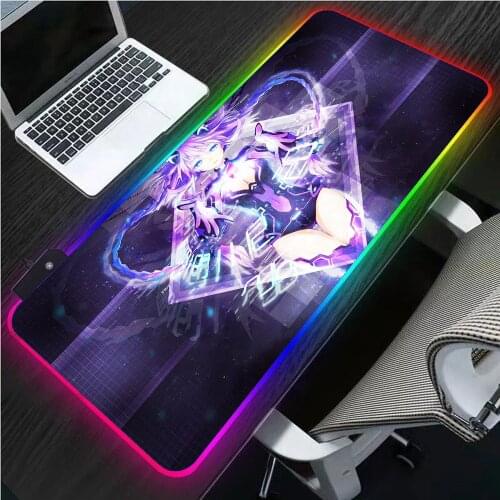 XGZ Anime Neptune Sexy Girl Rgb Carpet Computer Keyboard Pad LED Mousepad XXL PC Kawalili Gaming Accessories Pad Gaming Desk