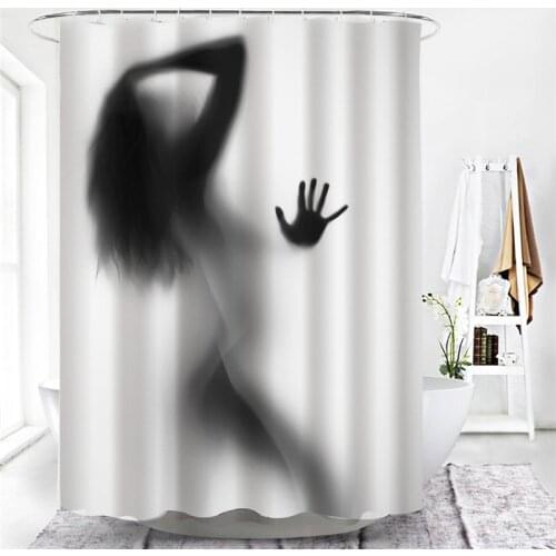 Beauty Bath Shadow Shower Curtains Polyester Fabric Waterproof 3D Bathroom Curtains Bath Decoration Anti Peeping Bathtub Screen