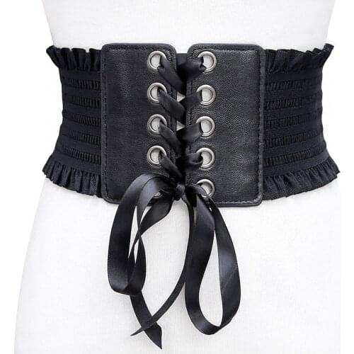 Ladies fringed bow tie belt belt super wide girdle fashion skirt bandage decoration girdle Korean version of all-match female