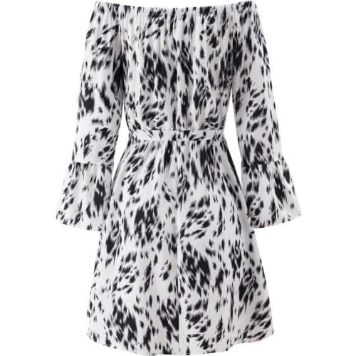 2021 Summer Chiffon Dress Women Leopard Print Bohos Beach Dresses Casual Ruffle Long Sleeve A-line Mini Party Dress Vestidos