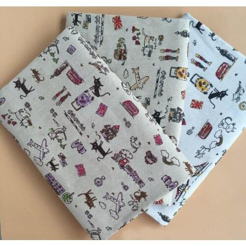 ZY DIY Pretty 3 Patterns Black & Brown Cat cotton linen fabric for sewing crafts material for clothing