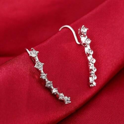 1 Pair New Ladies Earrings Fashion Trendy 7 Rhinestones Women Long Ear alloy Jewelry Gift Wedding High Quality