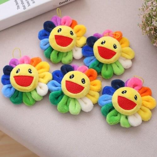 1 pcs Plush smiley colorful sun flower bag small pendant accessories cute plush toys dolls Birthday present Childrens day gift