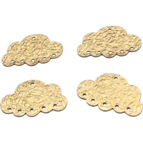 10pcs 30x19mm Raw Brass Hammered Cloud Connector Charms Pendant Jewelry Connectors with 5 holes Earrings Accessories For Women