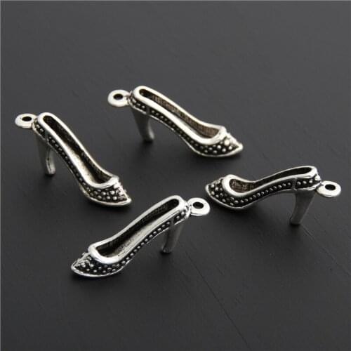 10pcs Tibetan Silver Color High Heeled Shoes Charms Pendants Jewelry Craft Diy Handmade A2853