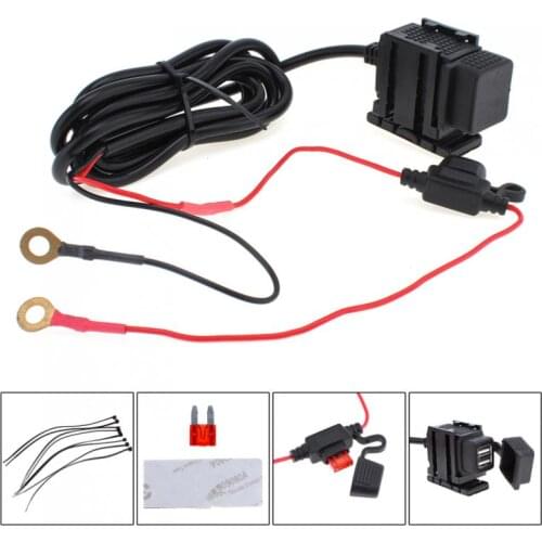 12V Dual USB Port 12V Waterproof Motorcycle Handlebar Motorbike Power Charger Adapter Power Supply Port Socket for Phone / GPS