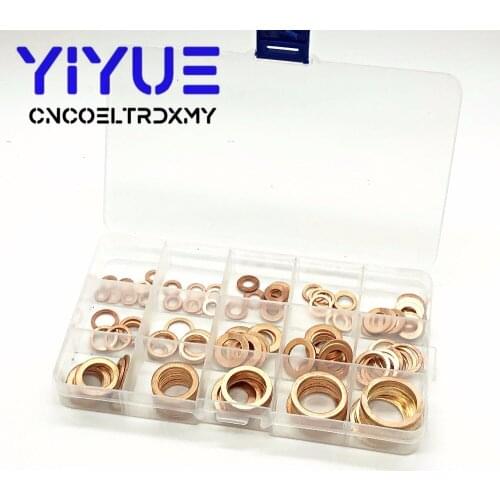 150Pcs Copper Sealing Solid Gasket Washer Sump Plug Oil For Boat Crush Flat Seal Ring Tool Hardware Accessories