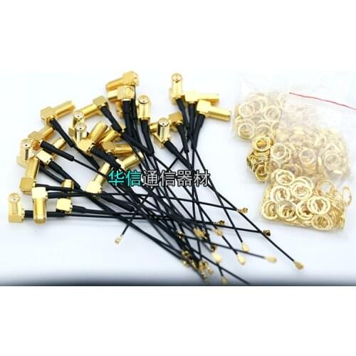 2pcs 15cm/10cm SMA to U.FL pigtail IPEX/IPX to SMA angle pigtail connector antenna RF-SMA female elbow outer screw inner hole