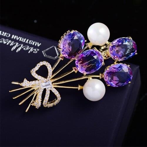 2021Elegant Clear Crystal Brooches for Women Romantic Balloon Wedding Jewelry Bouquet Accessories Brooch Pin Gifts broches mujer