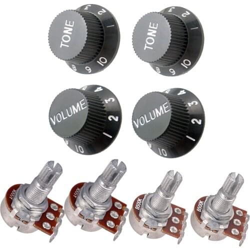 4 X Guitar Potentiometer A250K B250K + 4 Pieces Knob Volume Control Volume Knob