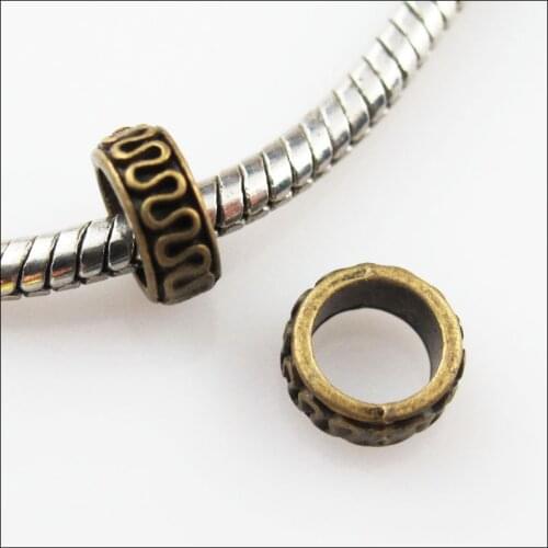 80Pcs Antiqued Bronze Color Round Circle Spacer Beads Charms 8mm