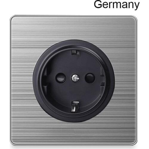 86 type Germany Socket 1 2 3 Gang 1 2 Way home switch Press button with led brushed stainless steel switch France UK US socket