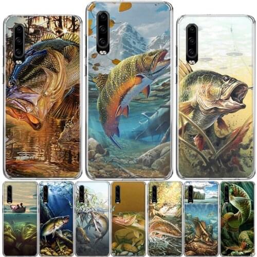 Fishing Gear Fish Patterned Phone Case For Huawei P40 P30 P20 P10 Mate 10 20 30 Lite Pro P Smart Z Plus 2019 Cover Shell Coque