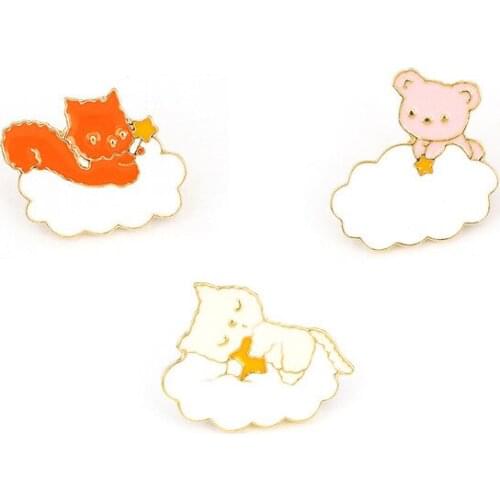 A cat sleeping on a cloud Enamel Pins and Brooches for Women Men Lapel Pin Backpack Bags Badge Kids Gifts