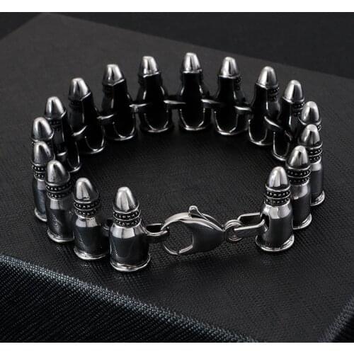 European and American personality punk gothic rock accessories mens bullet bracelet