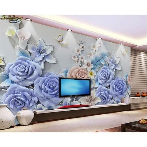 Beibehang Custom photo 3d wallpaper mural European-style floral TV background wall 3D floral background wall decorative painting