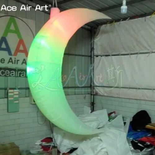 Hot sale inflatable crescent moon,2mH Moon replica with color changing LED lights for party decoration