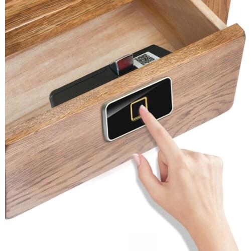 HFSECURITY Mini Anti Theft Smart Live Fingerprint Lock Drawer Safe Box Cabinet Locker USB Rechargeable Black Metal Door Locks