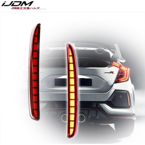 IJDM For Honda Civic Hatchback 2016 2017 2018 Multi-function LED Rear Bumper Light Rear Fog Lamp Auto Bulb Brake Light Reflector