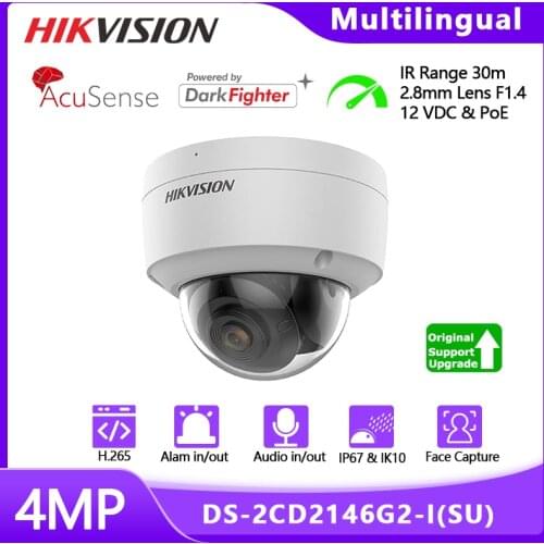 Hikvision AcuSense DS-2CD2146G2-ISU 4MP UltraHD H.265 POE IP Camera CCTV Mic/Audio/MicroSD Face Detection Night Vision Security