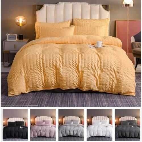 Bedding Set Double Queen King Duvet Cover Seersucker Pure Color Simple Duvet Cover Pillowcase Does Not Include Bed Sheets