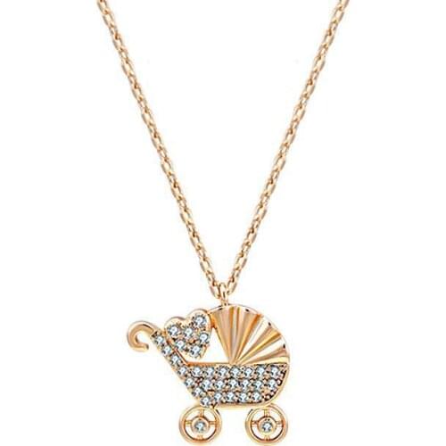Cuban Link Chain Korea Love Stroller Necklace Gold Plating Jewelry Chain Necklace Trendy Crystal O-chain Hot Sale Couple
