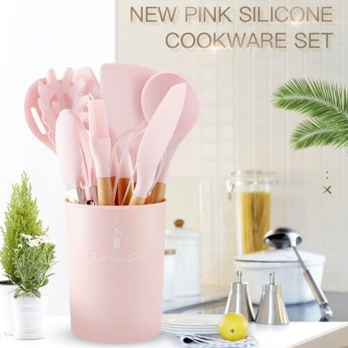 Cooking Tools Set Premium Silicone Utensils Set Turner Tongs Spatula Soup Spoon Non-stick Shovel Oil Brush Kitchen Tool