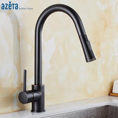 Azeta Double Mode Water Outlet Kitchen Sink Faucets ORB Single Handle Swivel Pull Out Kitchen Mixer Tap MK8874OB