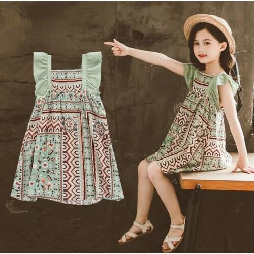 Summer Girls Dress Short Sleeve Kids Clothes Fashion Casual Flower Girl Dresses 2 Year Old Baby Girl Clothes