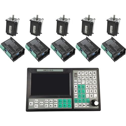 Mach3 CNC Router 5axis kit 1pcs Offline CNC Controller SMC5-5-N-N+5pcs motor drives 2DM542+5pcs stepper motors 57J1876-447