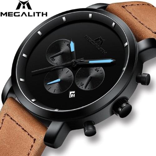 MEGALITH Fashion Sports Quartz Watches Men Waterproof Chronograph Watches For Men Top Brand Luxury Male Clock Relogio Masculino