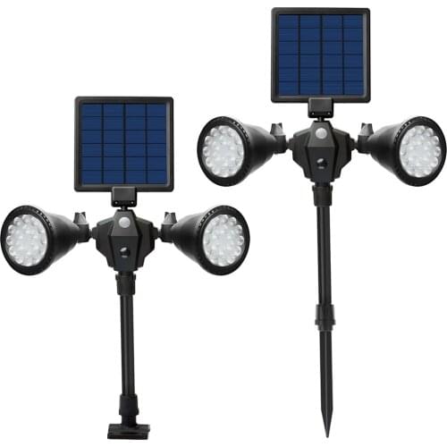Upgraded Dual Head Spotlights Waterproof 360-Degree Rotatable Solar Lights for Yard Garden Garage Patio Porch