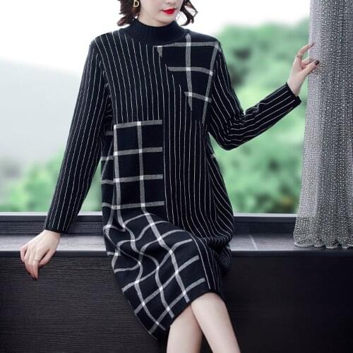 Plus Size Autumn winter fashion knit Dress Female loose casual vestidos de festa womens clothing