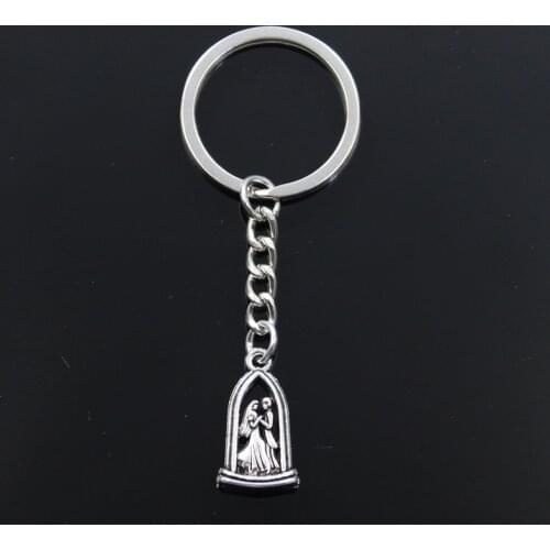 Fashion Keychain 24x13mm Lovers Sweethearts Wedding Pendants DIY Men Jewelry Car Key Chain Ring Holder Souvenir For Gift