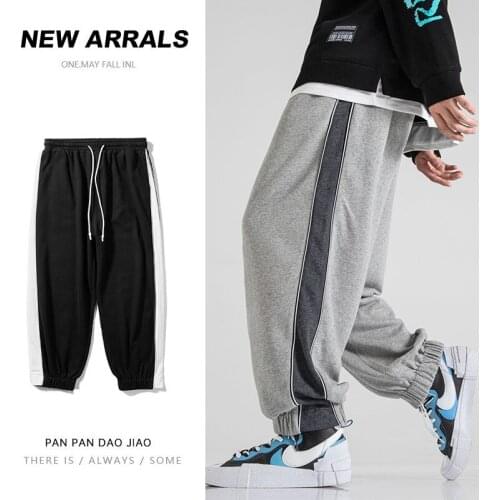 Men Pants 2021 Summer Autumn Big Boy Loose Casual Zipper Sweatpants Black Gray Movement Couples College Streets Trend
